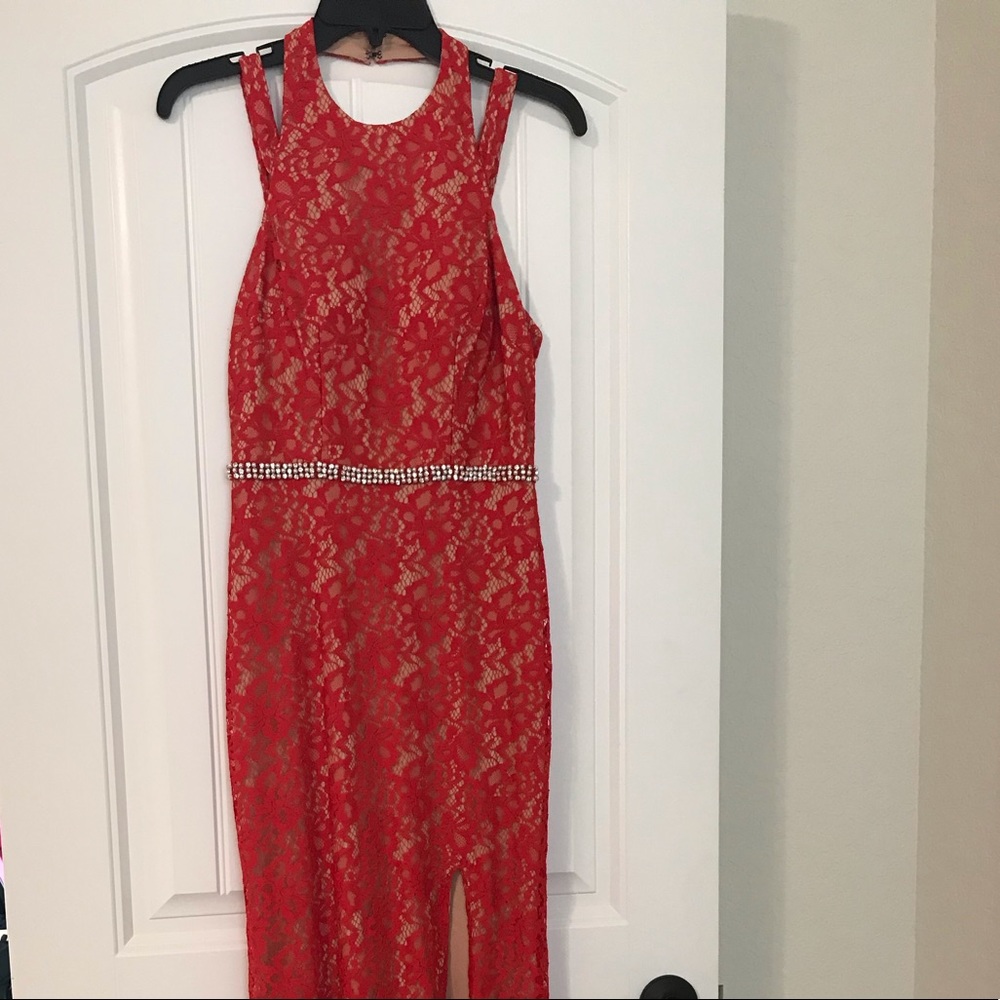 Dillard’s Red Lace Formal Dress
